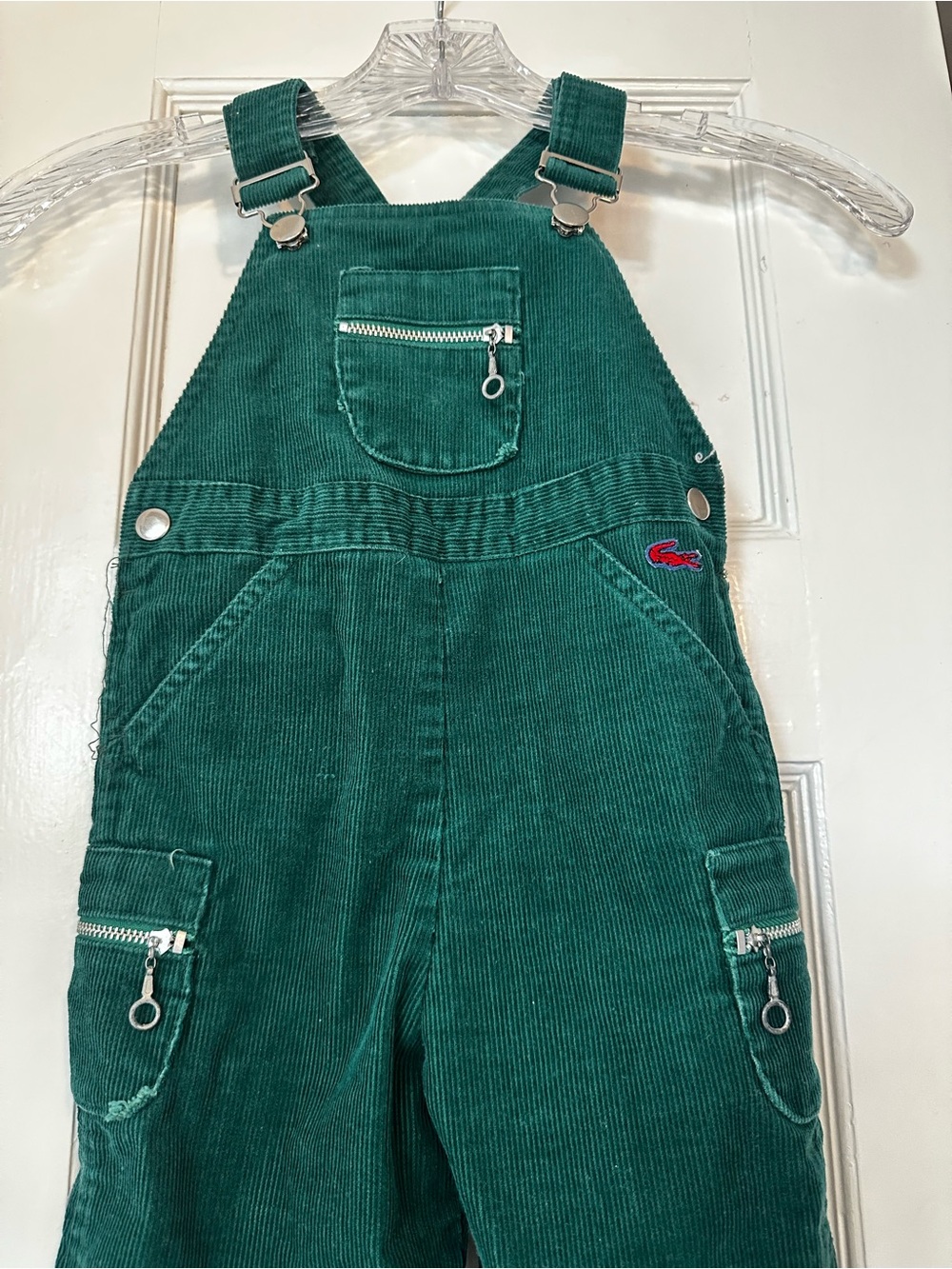 Vintage 1970’s-80’s Izod Green Corduroy Kids Overalls Size 2T. Made in Hong Kong